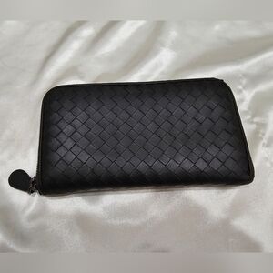 Bottega Veneta Black Woven Leather Wallet